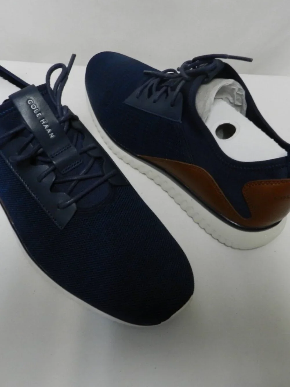 Cole Haan Grand Sport Sneakers Knit w/ Leather blue brown Men NIB NEW Size Sz 10 - Picture 9 of 16